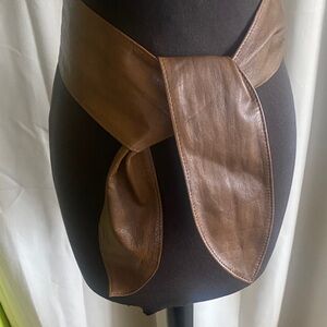 Unbranded Wide Brown Leather Tie Belt